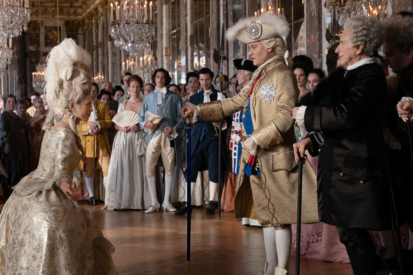 Johnny Depp as Louis XV in a still from 